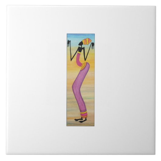 African Art Niedlich und stilvoll Girl Fliese (Vorderseite)