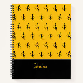 African Art, Silhouette athlete, Orange Notizblock