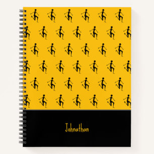 African Art, Silhouette athlete, Orange Notizblock