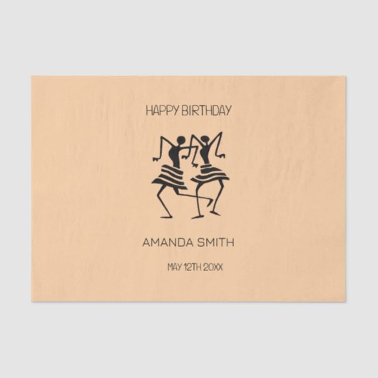 African Art, Silhouette Celebration Dancers Seidenpapier (Vorderseite)