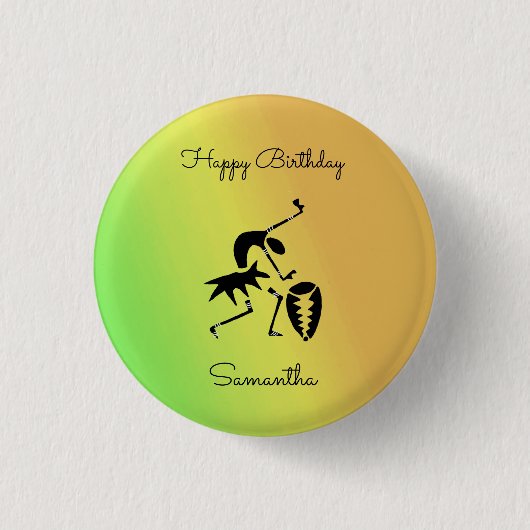 African Art, Silhouette Dancer Colorful Button (Vorderseite)