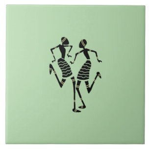 African Art Silhouette Dancers Fliese