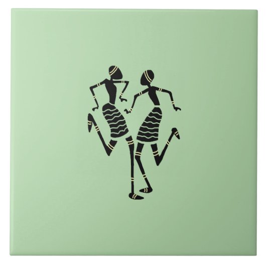 African Art Silhouette Dancers Fliese (Vorderseite)