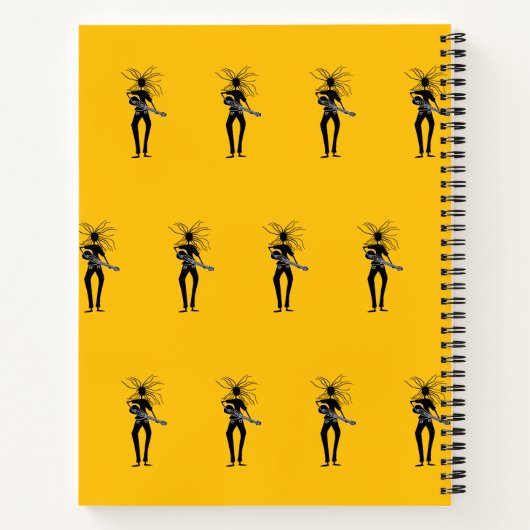 African Art, Silhouette Guitarist Pattern Notizblock (Rückseite)
