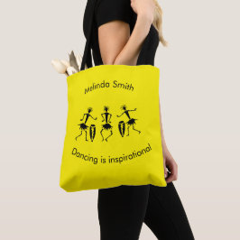 African Art, Silhouette Happy Dancers Yellow Tasche