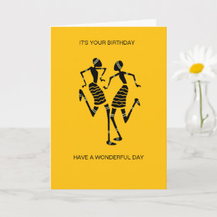 African Art Silhouette Joy Dance Orange Birthday Karte