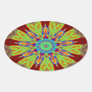 African Asian European Ethnic Pattern Ovaler Aufkleber