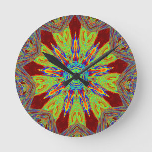 African Asian European Ethnic Pattern Runde Wanduhr