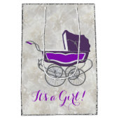 African Baby Girl Lila|Lavender|Silver Glitzer Mittlere Geschenktüte (Rückseite)
