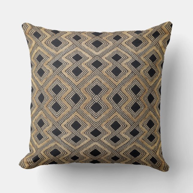 African BaKuba Throw Pillow Kissen (Vorderseite)
