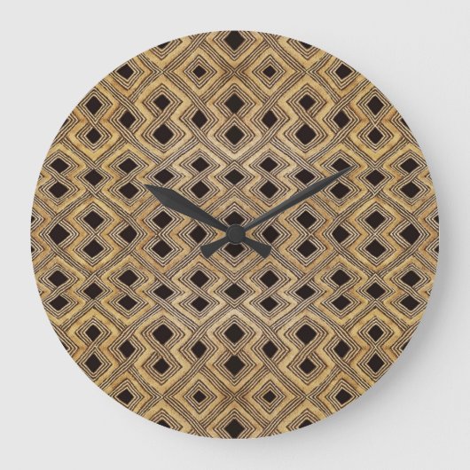 African BaKuba Tribal Large Clock Große Wanduhr (Vorderseite)