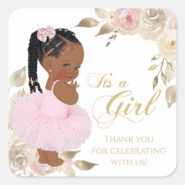 African Ballerina Princess Baby Showfavor Quadratischer Aufkleber