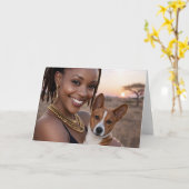 African Basenji Blank Card Karte (Gelbe Blume)