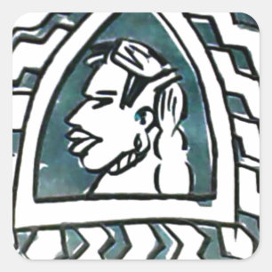 African Beauty Bongo Maasai Portrait Quadratischer Aufkleber