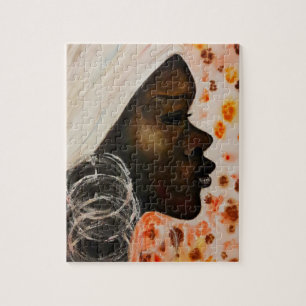 African Beauty - Watercolor Painting - Woman Face Puzzle