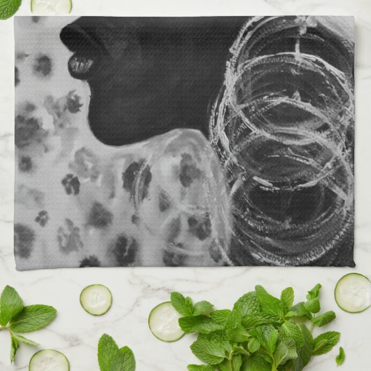 African Beauty Woman Kitchtuch Geschirrtuch (Gefaltet)