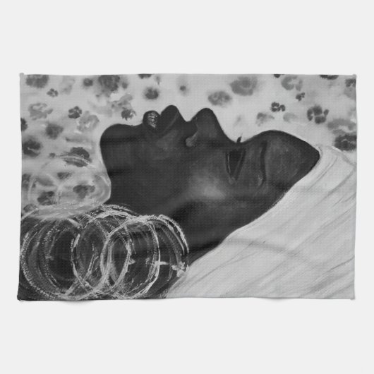 African Beauty Woman Kitchtuch Geschirrtuch (Horizontal)