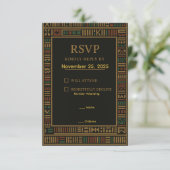 African Birthday Gold Kente RSVP Card (Stehend Vorderseite)
