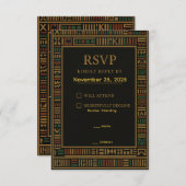 African Birthday Gold Kente RSVP Card (Vorne/Hinten)