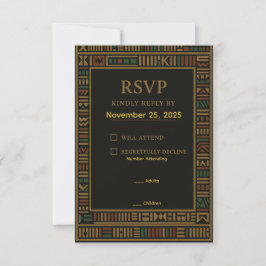 African Birthday Gold Kente RSVP Card