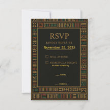African Birthday Gold Kente RSVP Card