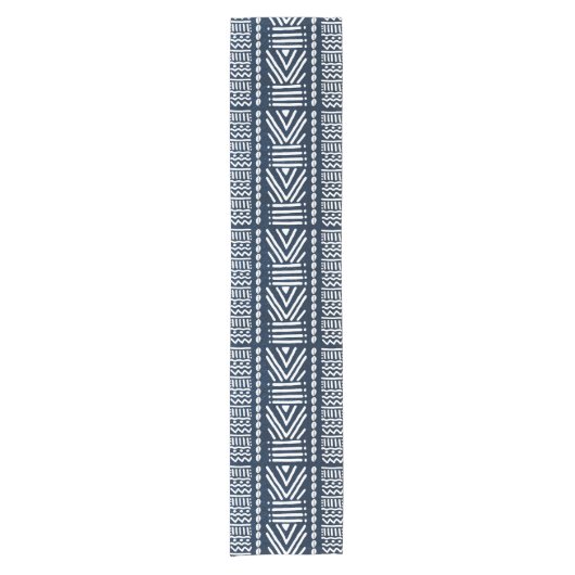 African Blue Denim Bogolan Table Runner Kurzer Tischläufer (Vorderseite)