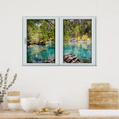 African Blue Lagoon White 2 Pane Window Illusion Poster (Küche)