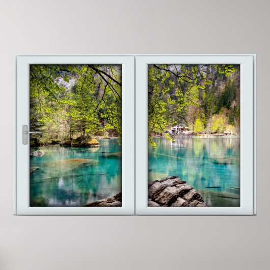 African Blue Lagoon White 2 Pane Window Illusion Poster (Vorne)