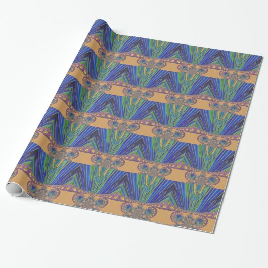 African Blue Lila Decoration Art Design Print Geschenkpapier (Ungerollt)