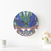 African Blue Lila Decoration Art Design Print Große Wanduhr (Zuhause)