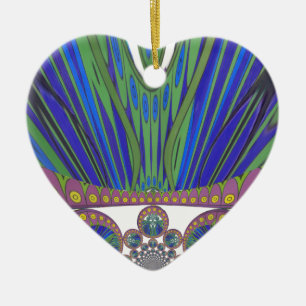 African Blue Lila Decoration Art Design Print Keramik Ornament