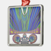 African Blue Lila Decoration Art Design Print Silbernes Ornament (Links)