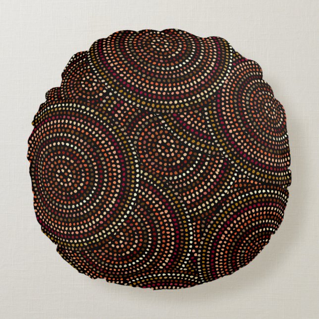 African Boho: Tribal Seamless Art. Rundes Kissen (Vorderseite)