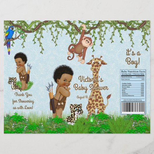 African Boy Safari Baby Dusche Chip Bag Wrapper Flyer (Vorne)