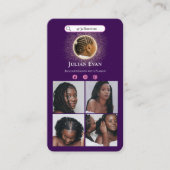 African Braid Hairstylist Purple & Glitter Gold Visitenkarte (Vorderseite)