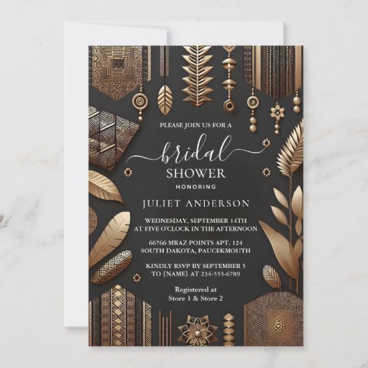 African Brown Traditional Nigeria Brautparty Einladung (Vorderseite)