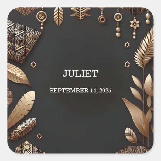 African Brown Traditional Nigeria Brautparty Quadratischer Aufkleber (Vorderseite)