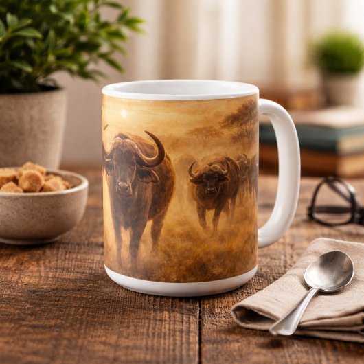 African Buffalo Herd Strength & Unity Wildlife Art Kaffeetasse