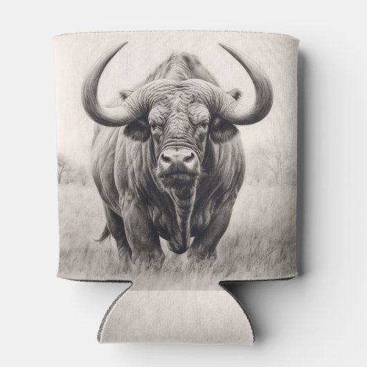 African Buffalo Pencil Drawing Dosenkühler (Rückseite)