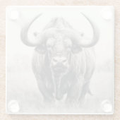 African Buffalo Pencil Zeichnend Glasuntersetzer (Rückseite)