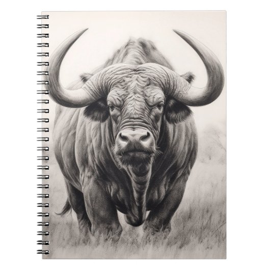 African Buffalo Pencil Zeichnend Notizblock (Vorderseite)