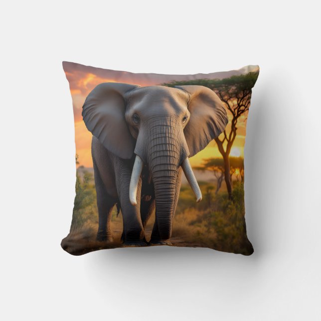 African Bull Elephant Pillow Kissen (Vorderseite)