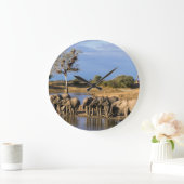 African Bush Elephant (Loxodonta Africana) Herd Große Wanduhr (Zuhause)