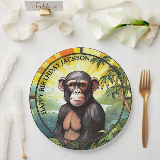 African Chimpanze Birthday Pappteller (Hochzeit)