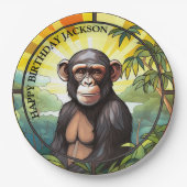 African Chimpanze Birthday Pappteller (Vorderseite)