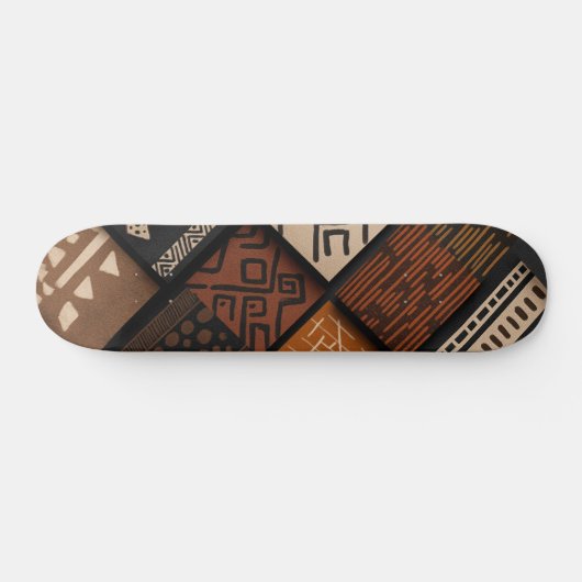 African culture designs on diagonal shapes skateboard (Horizontal)