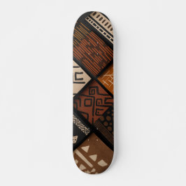 African culture designs on diagonal shapes skateboard
