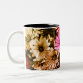 African Daisy Blume Art in Schwarz und Weiß Zweifarbige Tasse (Links)