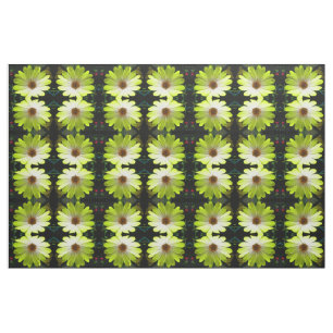 African Daisy Fluorescent Yellow Floral Gemustert Stoff