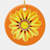 African Daisy / Gazania - Orange und Gelb Keramik Ornament (Hinten)